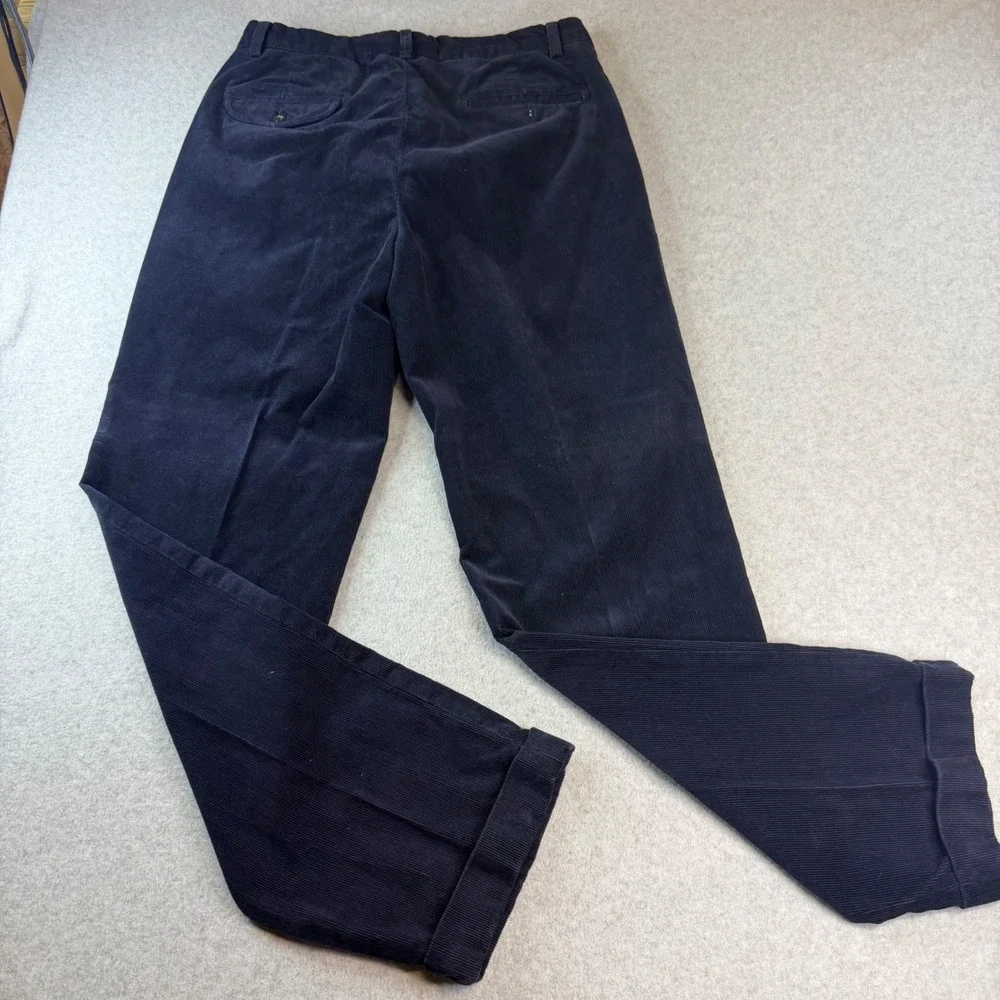 Polo Ralph Lauren Hammond Pant Mens 33x32 Navy Blue Corduroy Pleated Pants